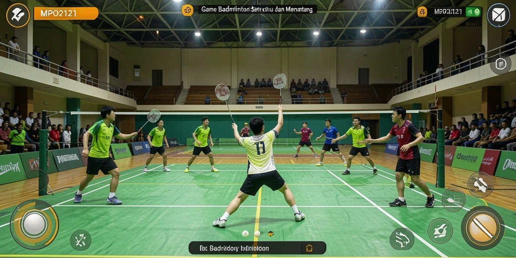 Tampilan seru game Badminton MPO2121 dengan antarmuka interaktif.