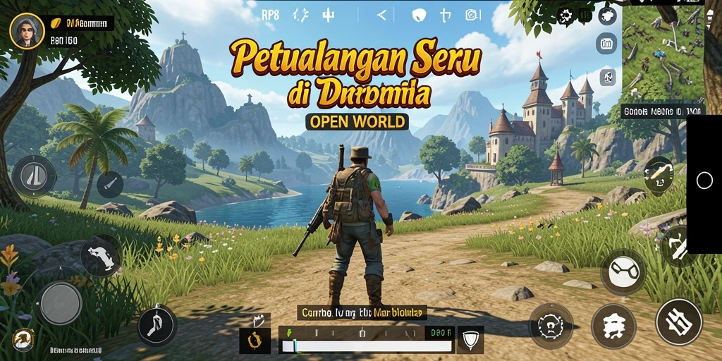 Screenshot utama RP8 menunjukkan pemandangan dunia terbuka yang indah.