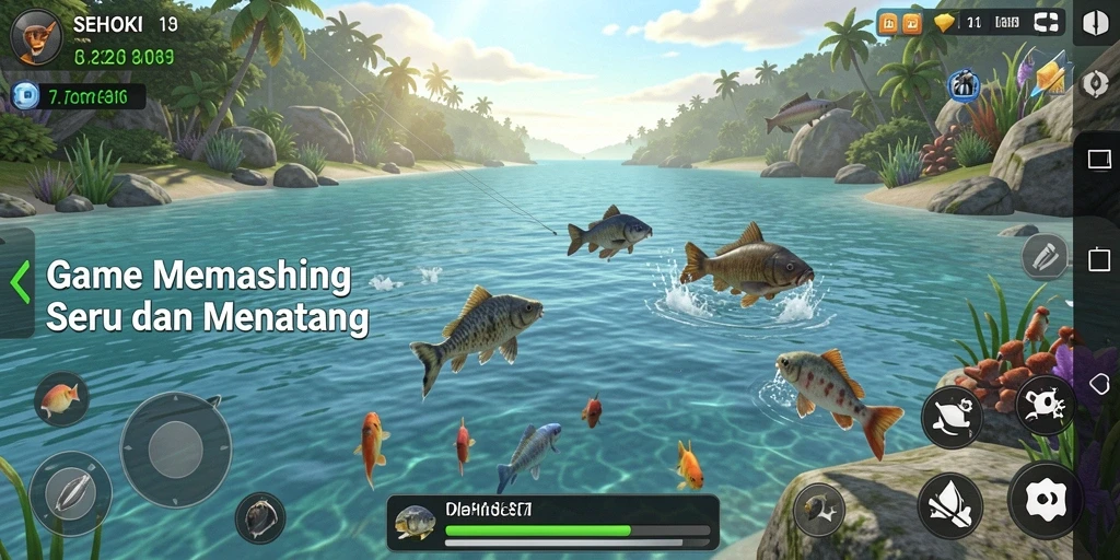 Tampilan antarmuka SEHOKI yang menarik saat memancing.