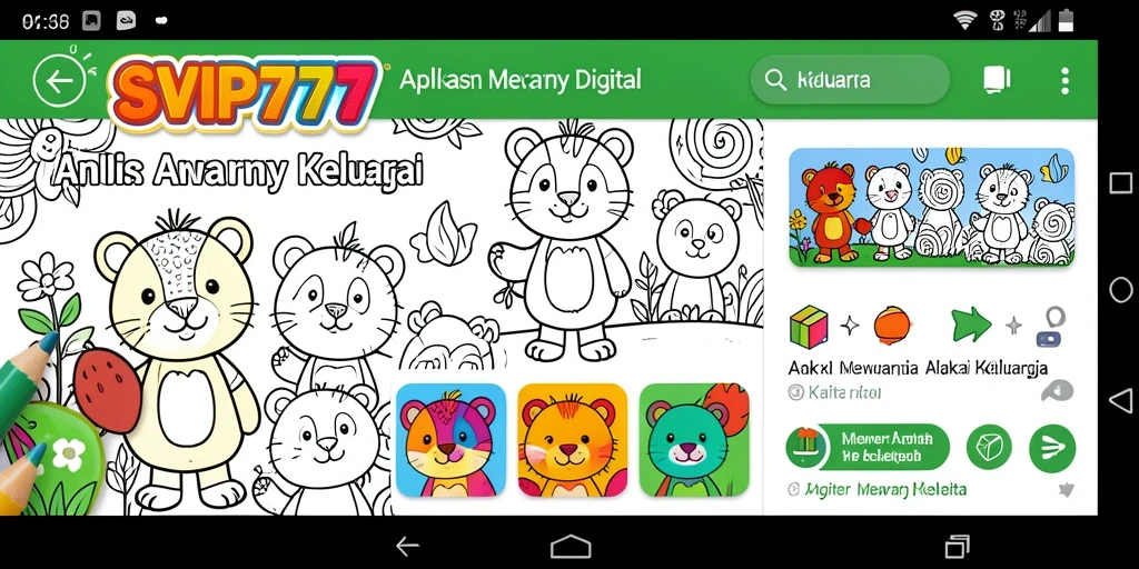 Tampilan antarmuka SVIP777 saat anak mewarnai gambar.