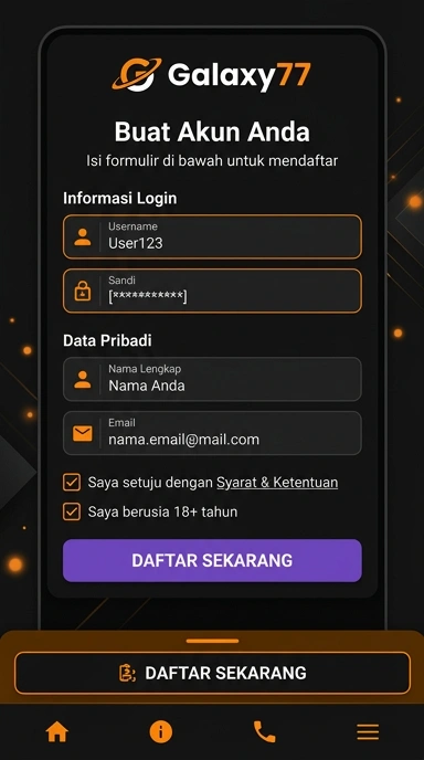 Panduan Registrasi Akun Baru galaxy77 untuk Android