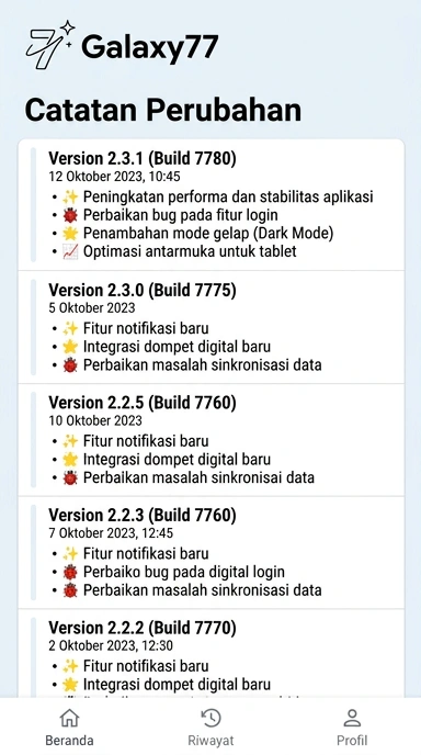 Riwayat Versi galaxy77: Semua Yang Perlu Anda Tahu